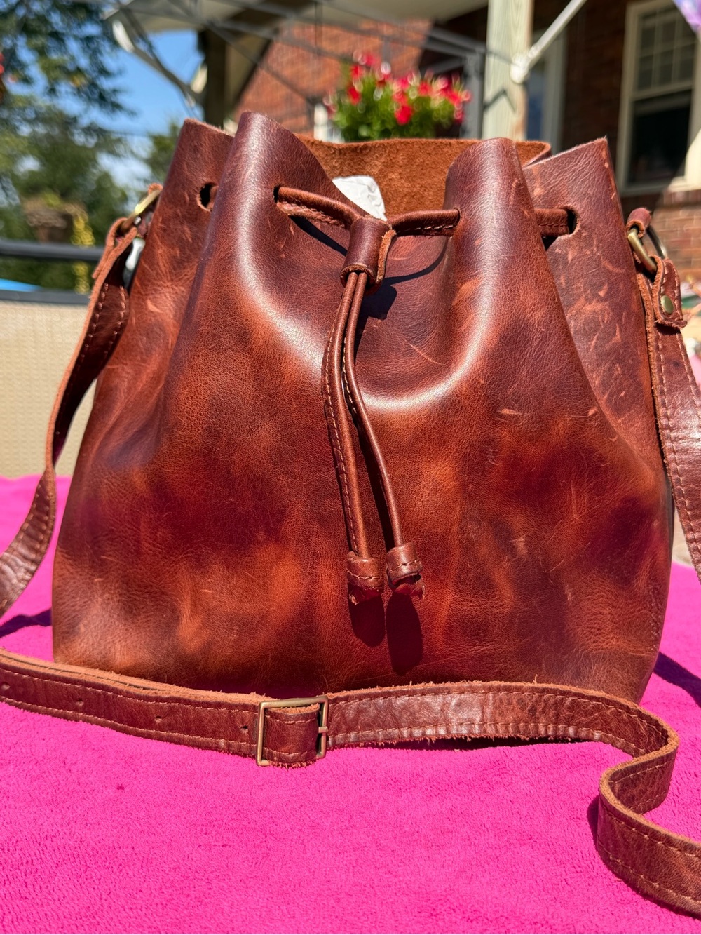 Portland Leather LAVA Large Bucket Bag with a Hide Stamp